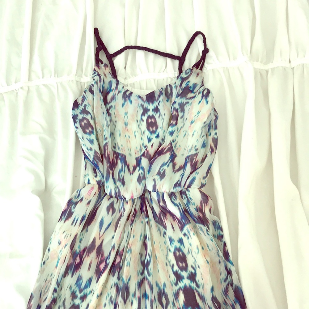 Beachy watercolor maxi dress with tulip skirt